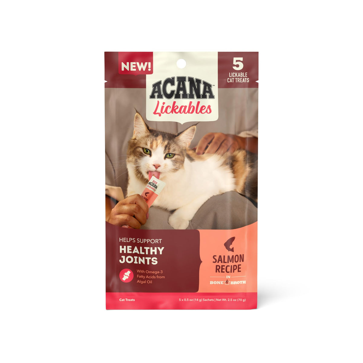 ACANA Lickables: tubo de salmón 0,5 oz, puré sabroso para premiar a mano.