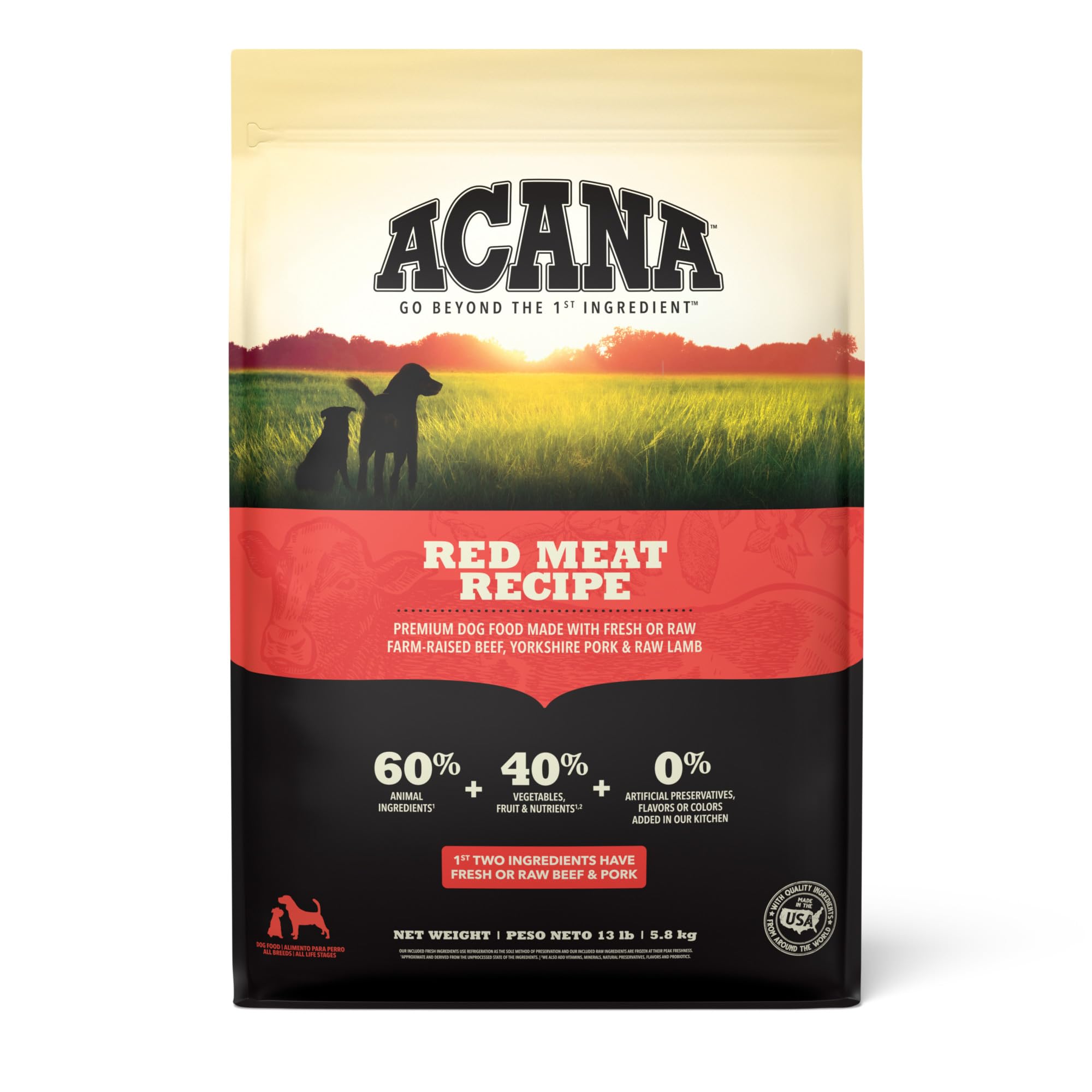 ACANA Res sin granos, bolsa de 13 lb: fuente de proteína de alta calidad para perros activos.