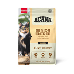 ACANA Senior Entree pollo-y-pavo-criados-en-libertad, aporta proteína para felinos senior.
