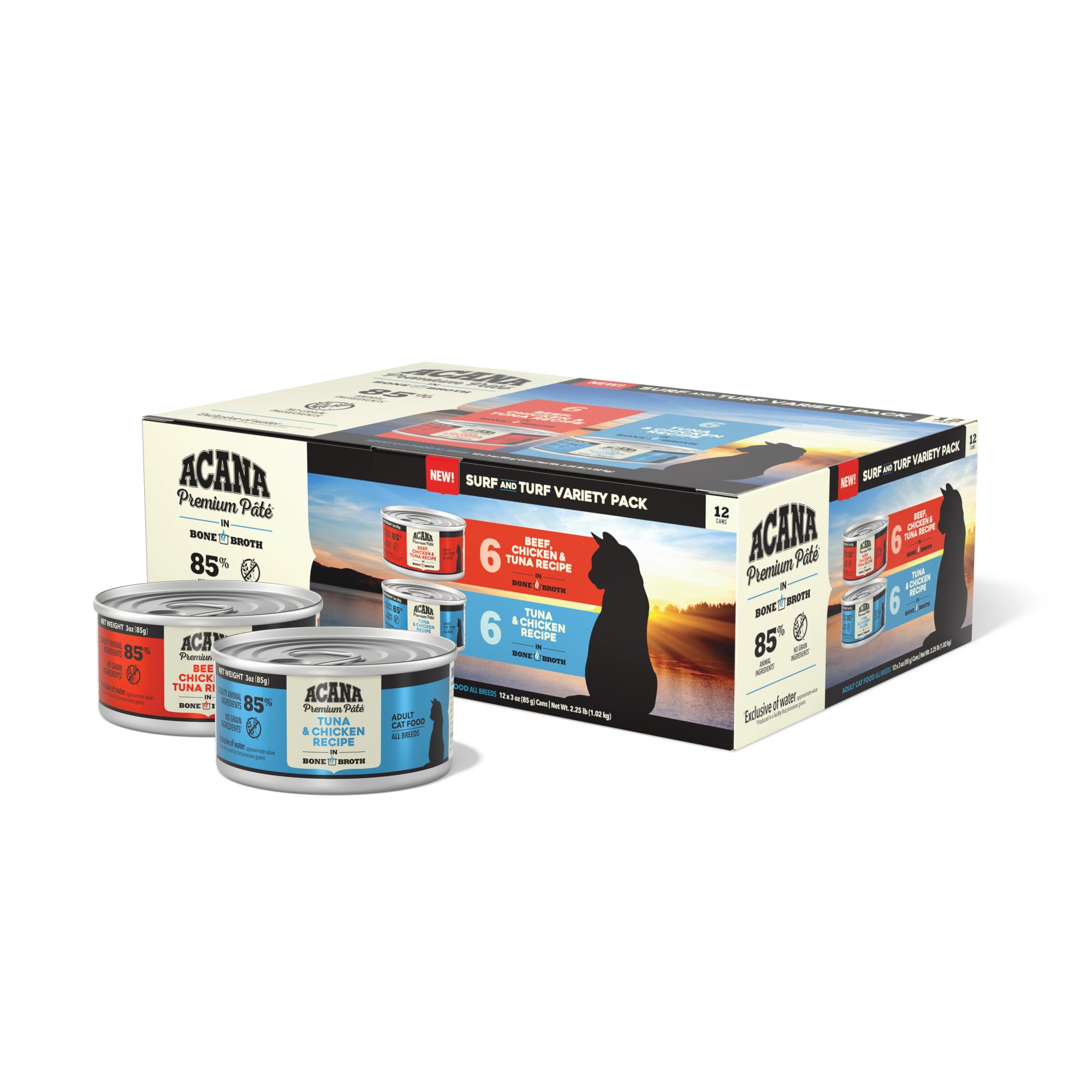 ACANA Surf y Turf lata res-pollo-atún de 3oz, sabrosa opción para rotar.