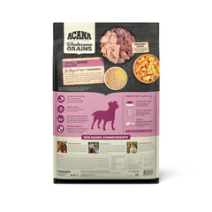 ACANA Wholesome Grains croquetas de tamaño mini para mordidas cómodas y mejor digestión.