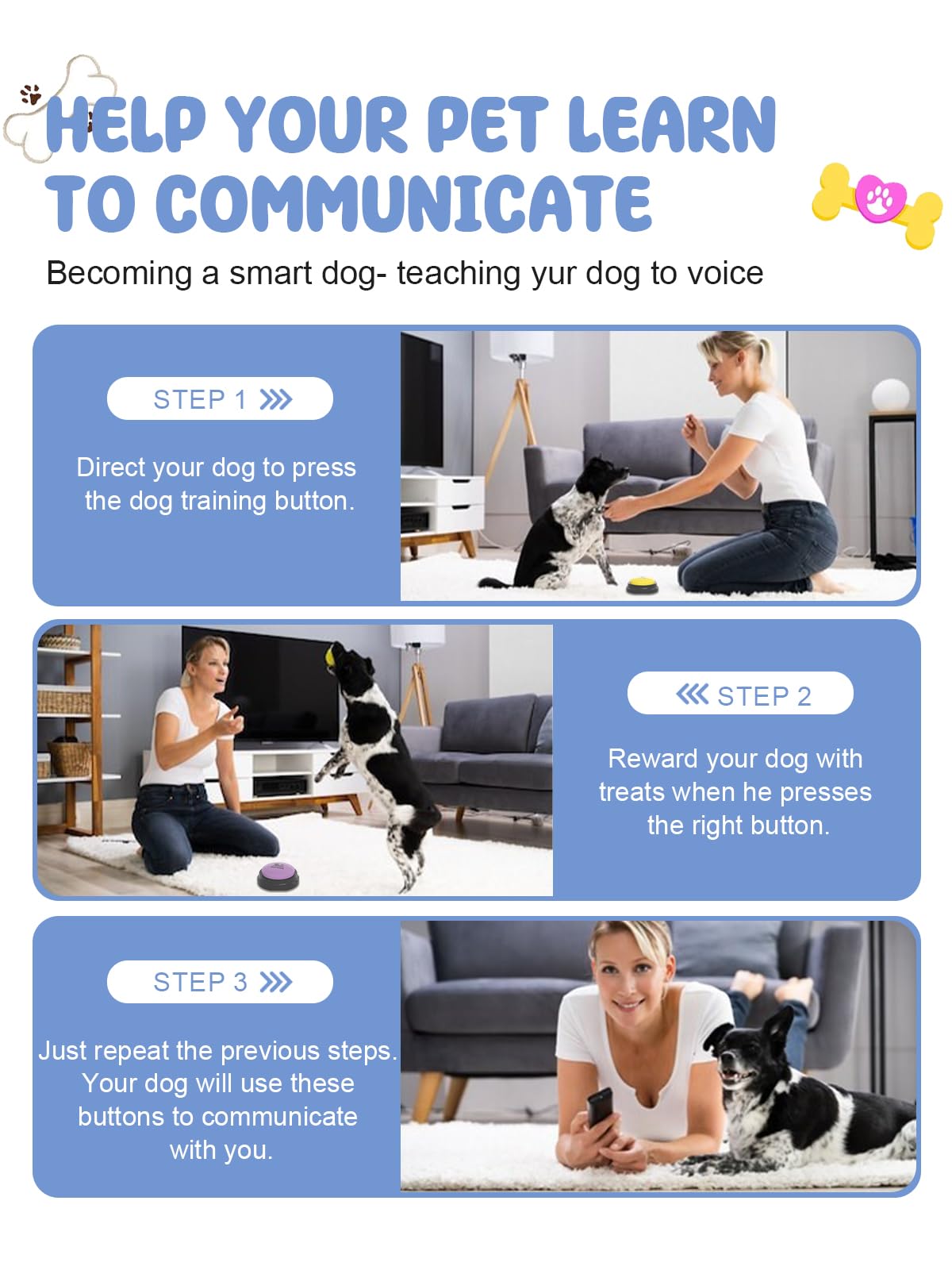 Acools: kit de entrenamiento para perro en casa con tapete y botones parlantes