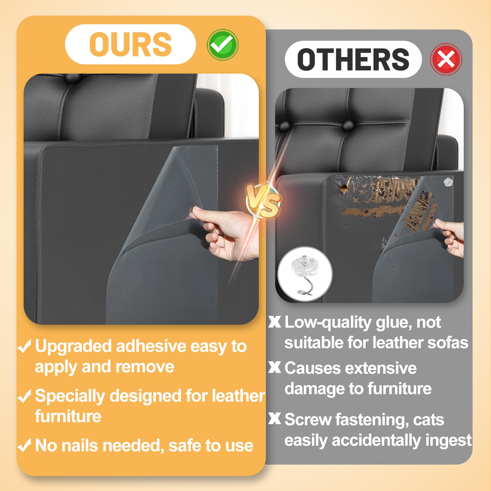 Acostop protector cuero; corte a medida para encajar en muebles.