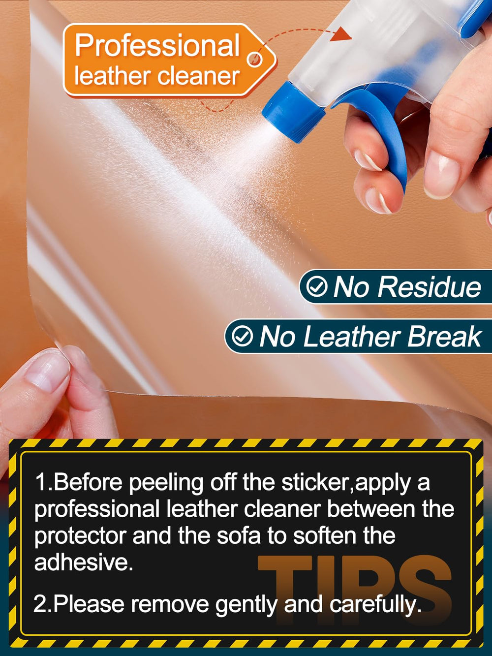 Protector Acostop transparente para cuero, casi invisible y duradero.