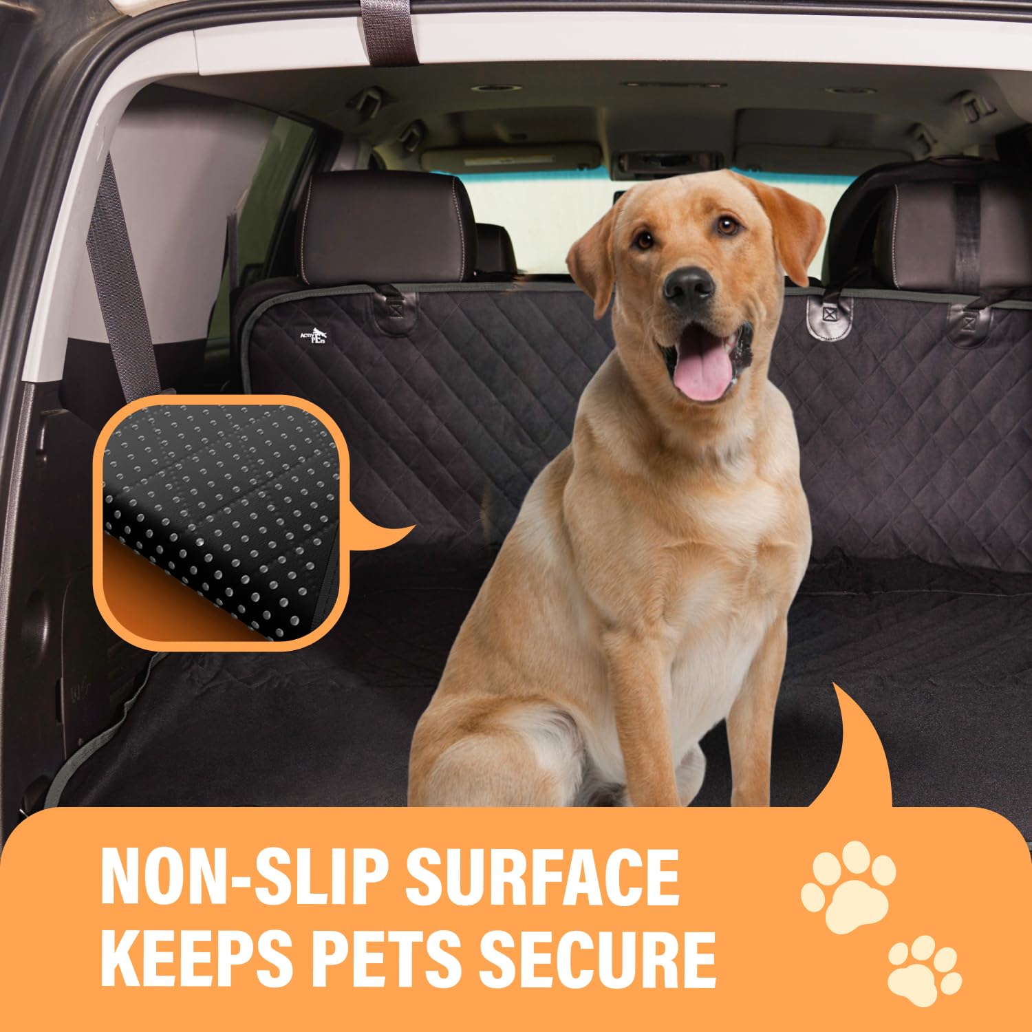 Active Pets protege asientos delanteros y traseros durante viajes con mascotas.