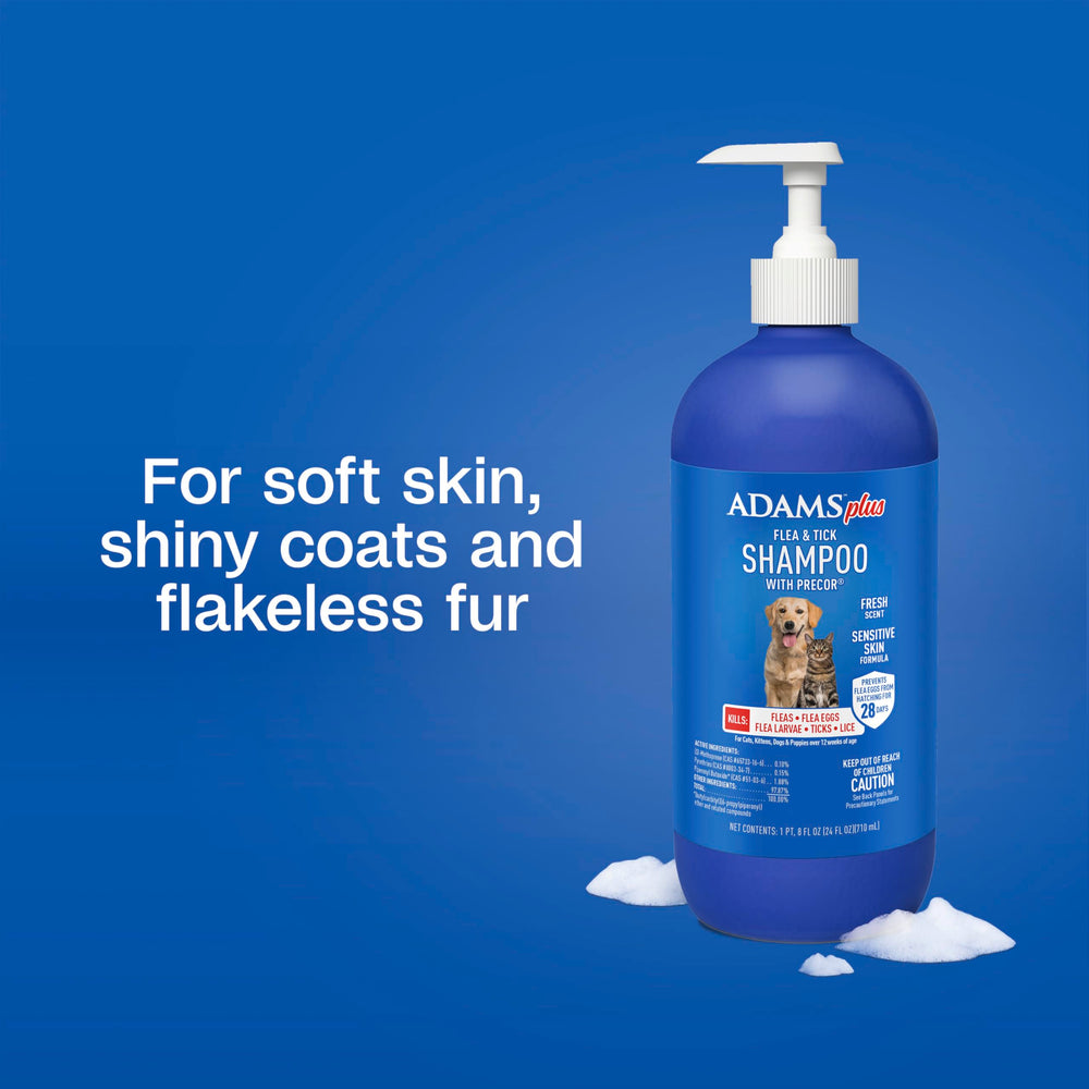 ADAMS Plus Champú aroma ligero deja olor fresco en la mascota.