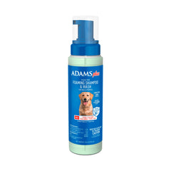 ADAMS Plus champú espuma para perros en botella, limpieza profunda.