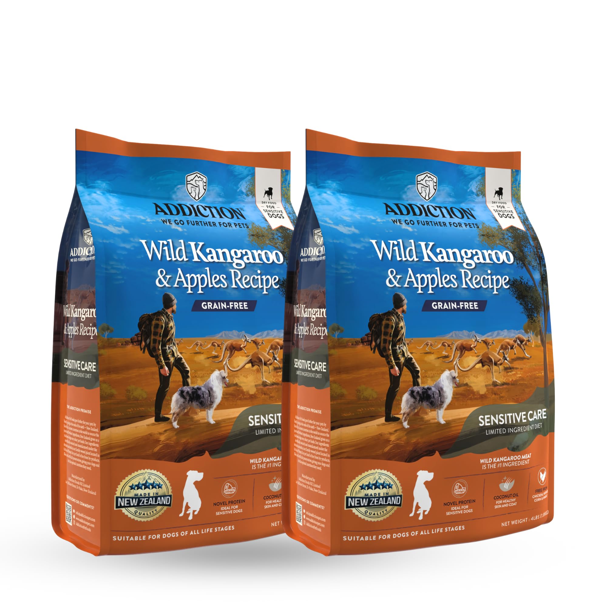 Bolsa Addiction 4lb frente, dieta limitada para perros sensibles