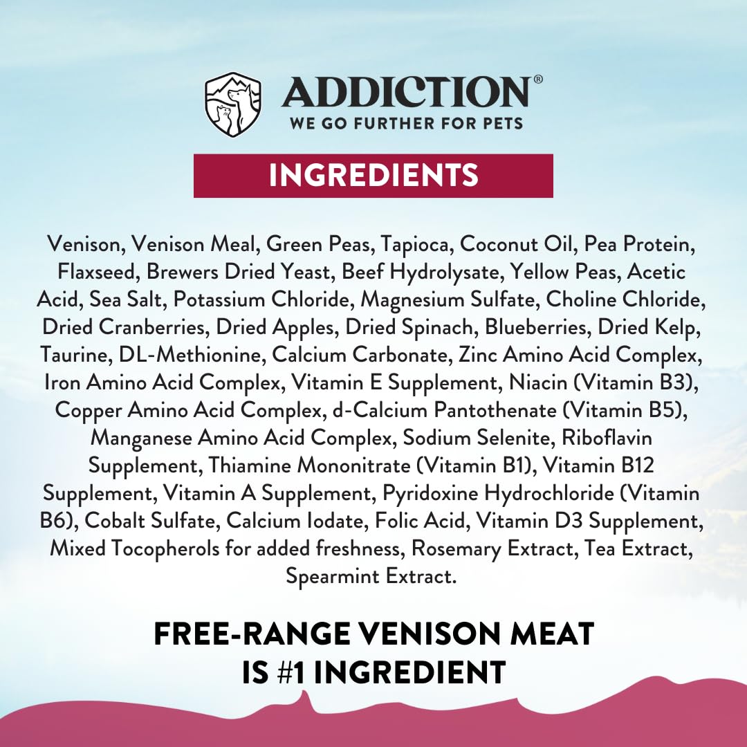 Addiction Viva La Venison: sin alérgenos comunes para dietas sensibles