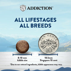 Ingredientes clave de Addiction Wild Kangaroo Feast, proteína novedosa de canguro.