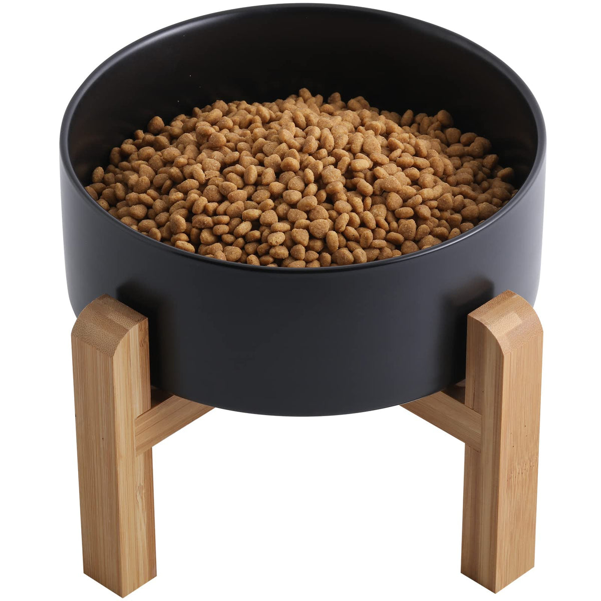 Addogyy plato cerámico elevado con base de madera facilita el acceso a comida y agua.