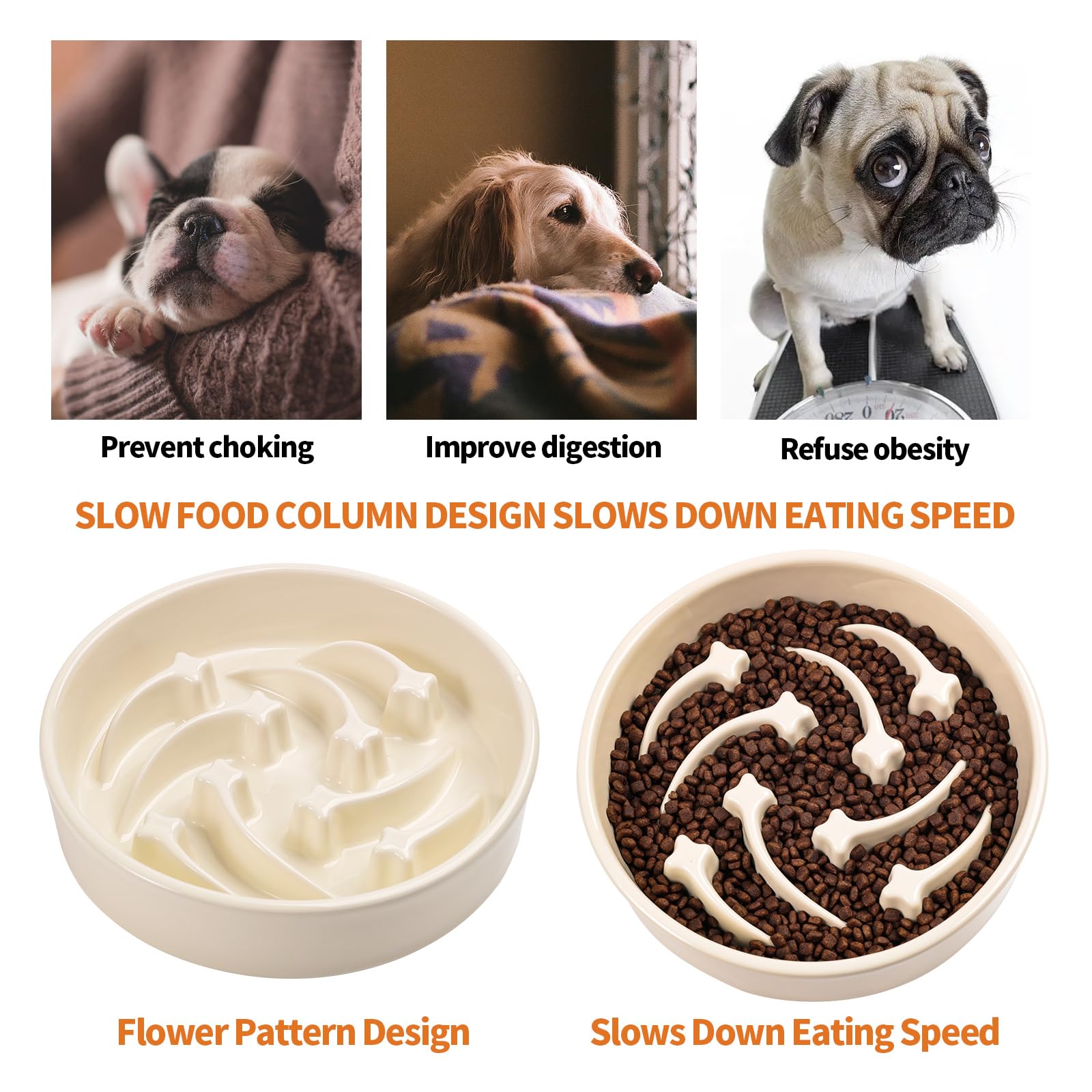Addogyy tazón cerámico diseño interactivo lento para comer despacio