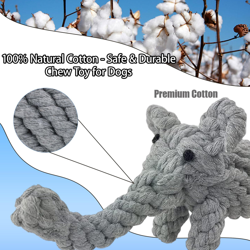 ADDUCK Cuerda para perros con diseño elefante gris, promueve limpieza dental suave.