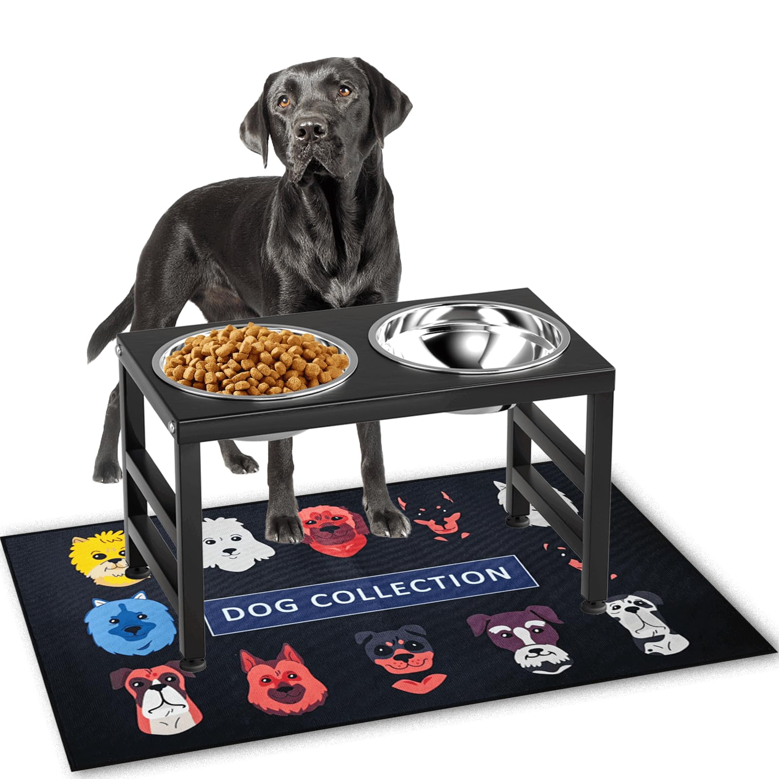 ADENGL tazón alto de metal para perro; eleva la comida para una postura más cómoda.
