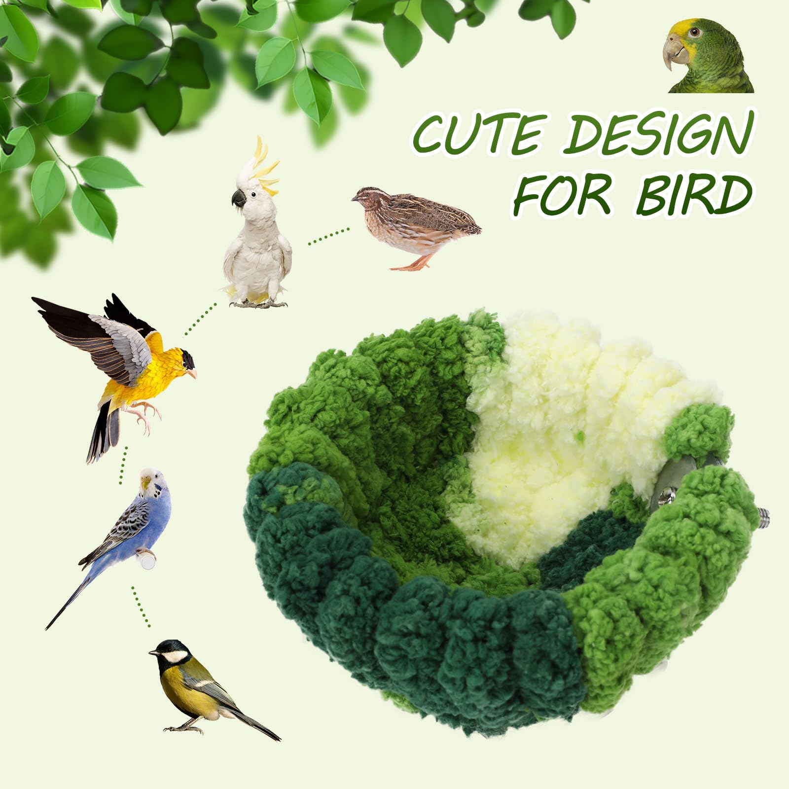 Admaison nido-aves-jaula-diseño-verde, refugio cómodo dentro de la jaula.