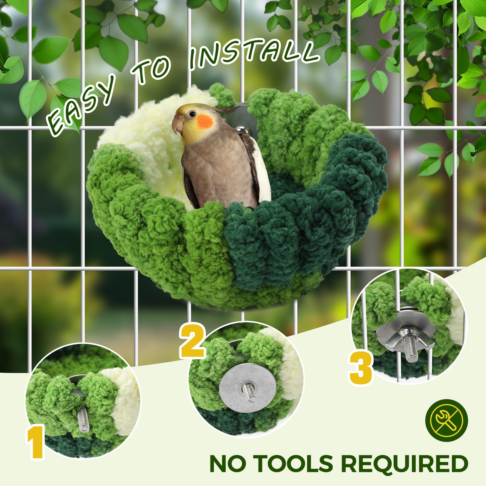 Admaison nido-aves-jaula-material-suave, calor cómodo para mascotas.