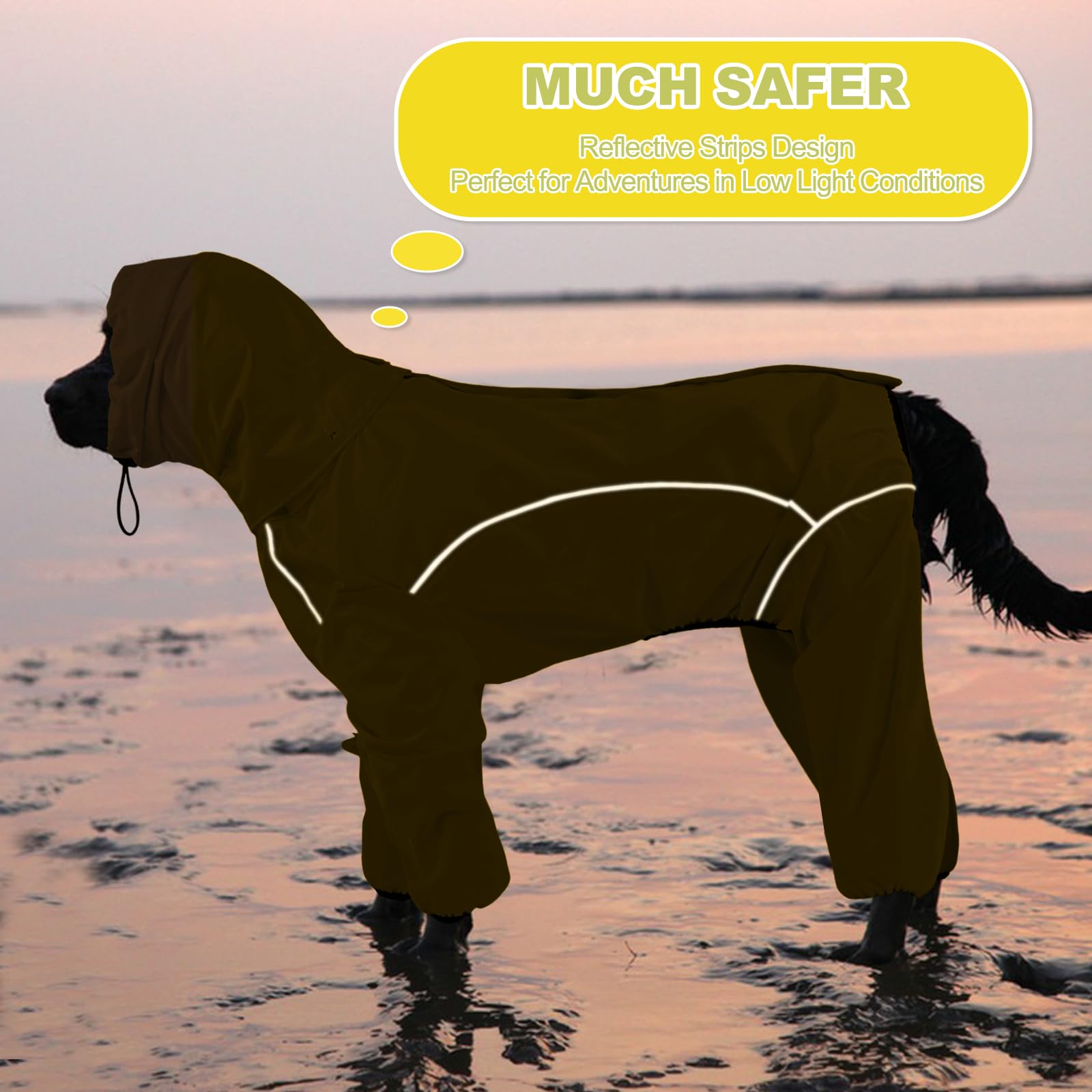 ADNIKIA capa para perro con capucha destacada, adecuada para paseos nocturnos y mal tiempo.
