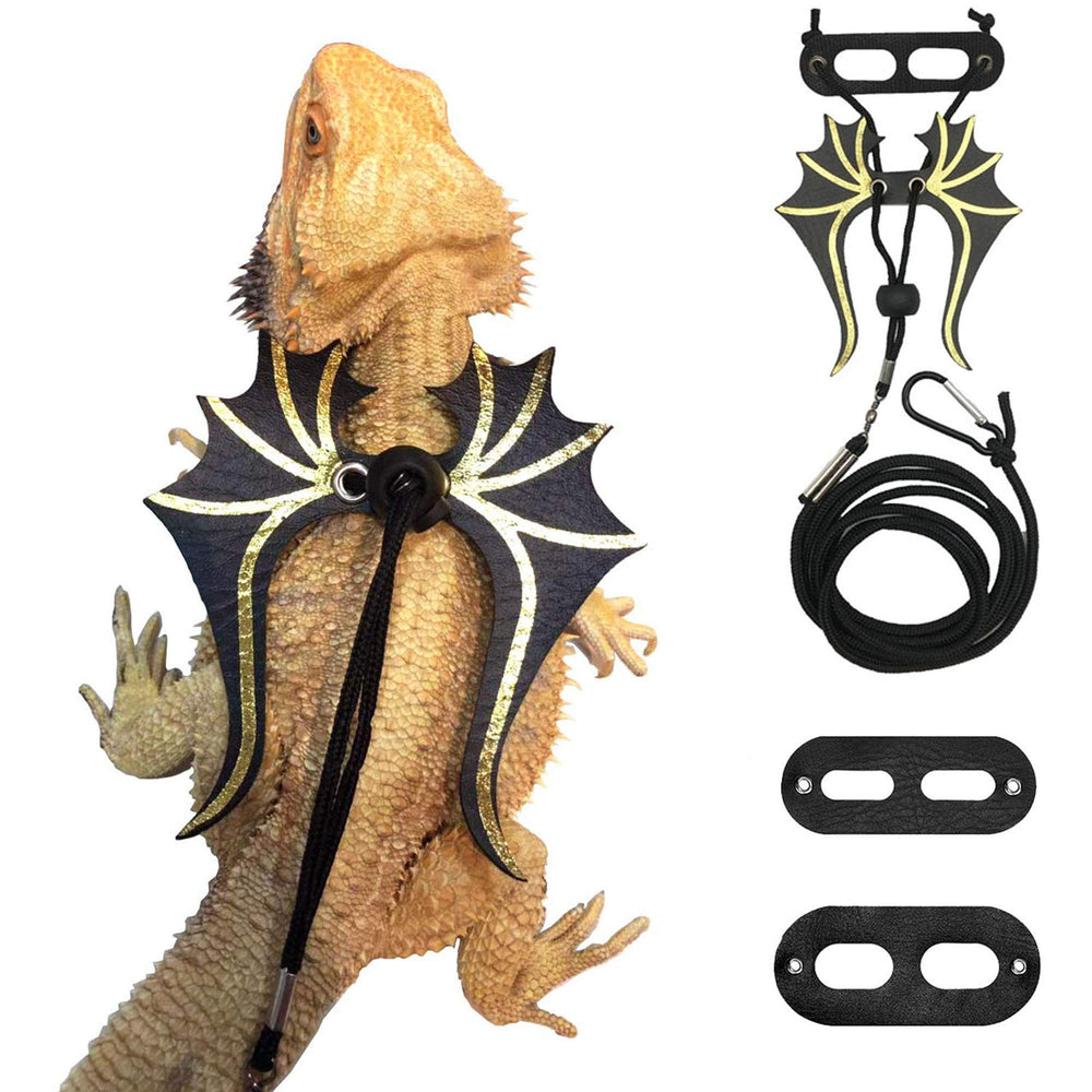 Arnés ADOGGYGO dinosaurio para dragón barbudo, ideal para paseos al aire libre.