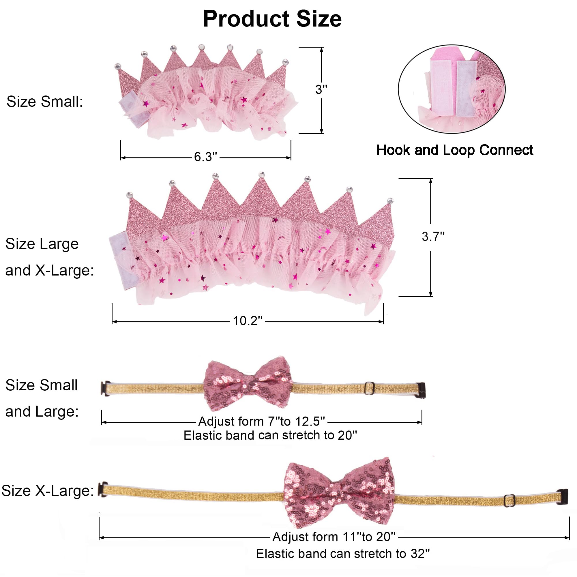 ADOGGYGO couronne chien rose bling pour chapeaux festifs.