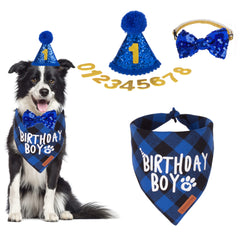 ADOGGYGO sombrero de cumpleaños para perro azul, ideal para sesiones de foto divertidas