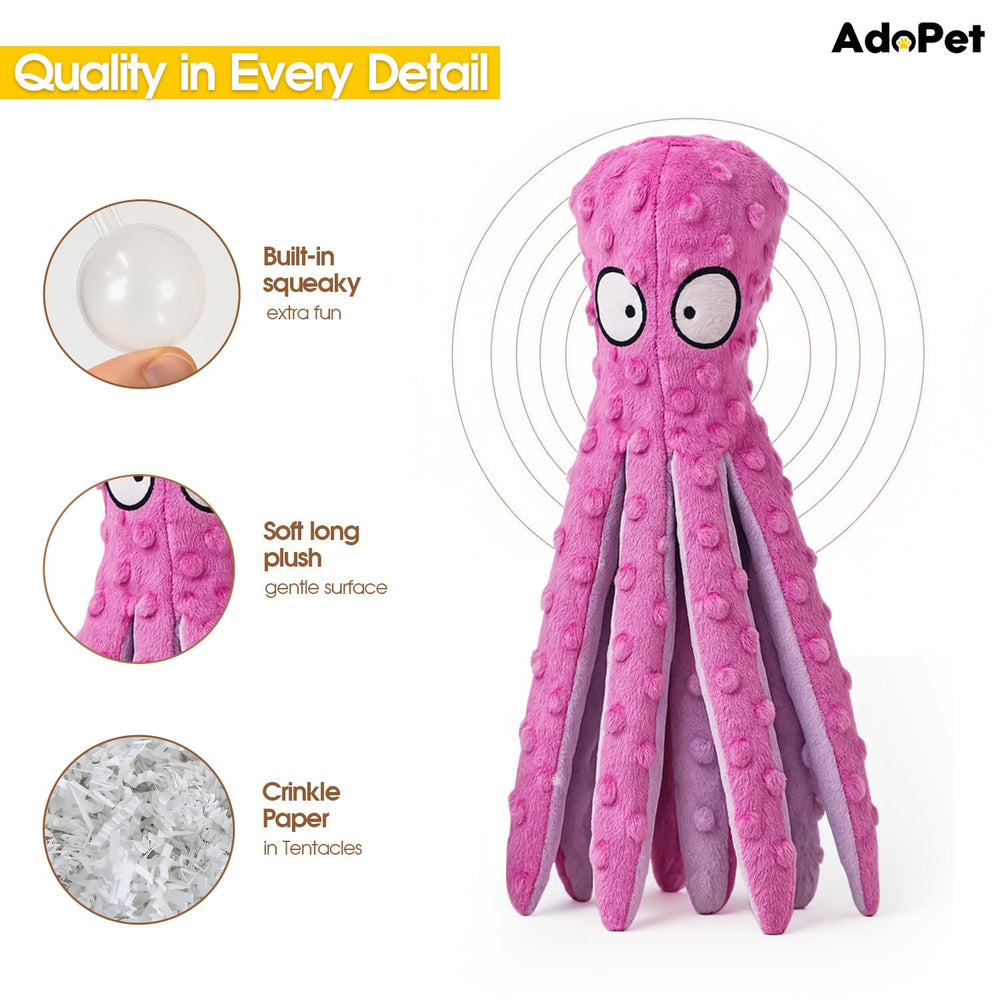 Pulpo rosado de AdoPet con sonido crujiente para morder y divertir