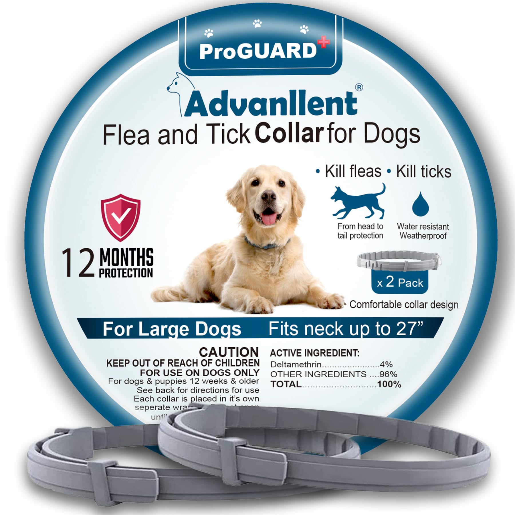 Advanllent collar antipulgas para perros, protección duradera contra pulgas.