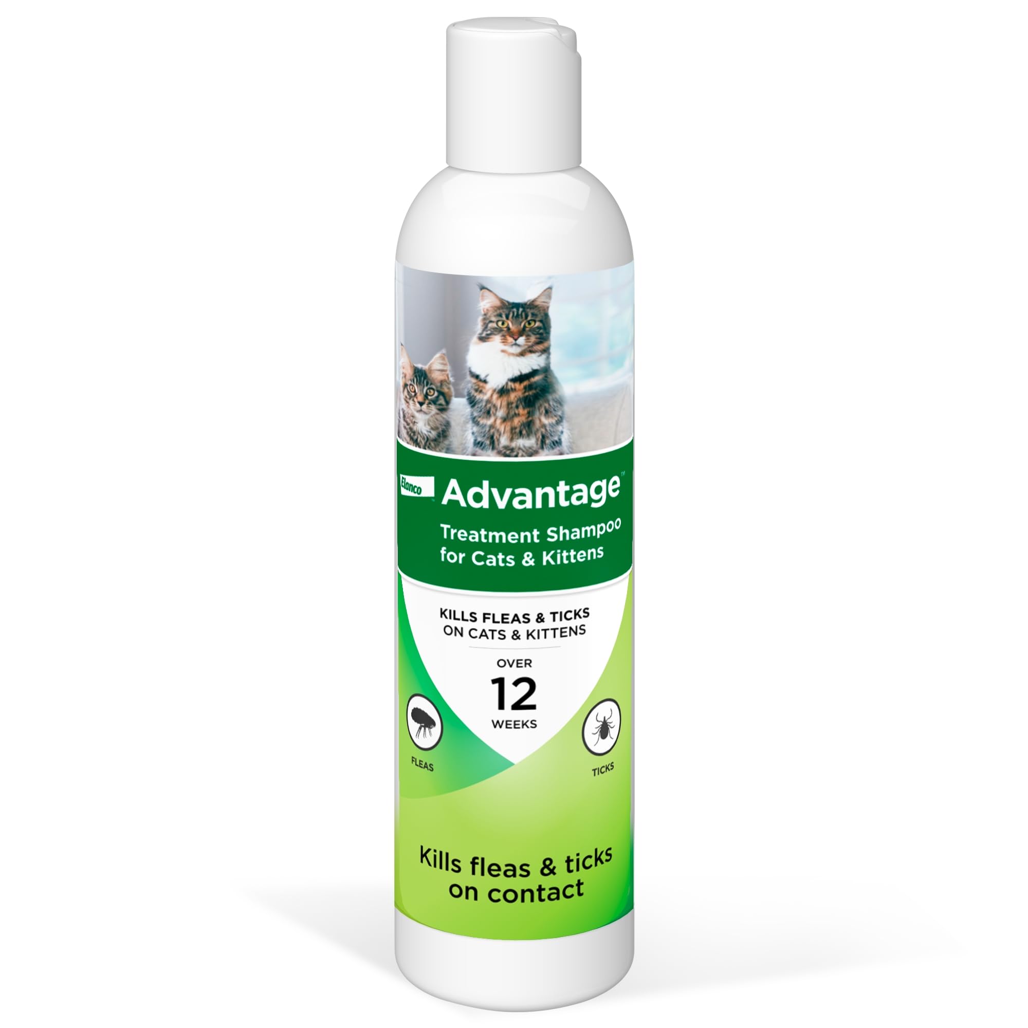 Champú Advantage para gatos elimina pulgas y garrapatas al contacto.
