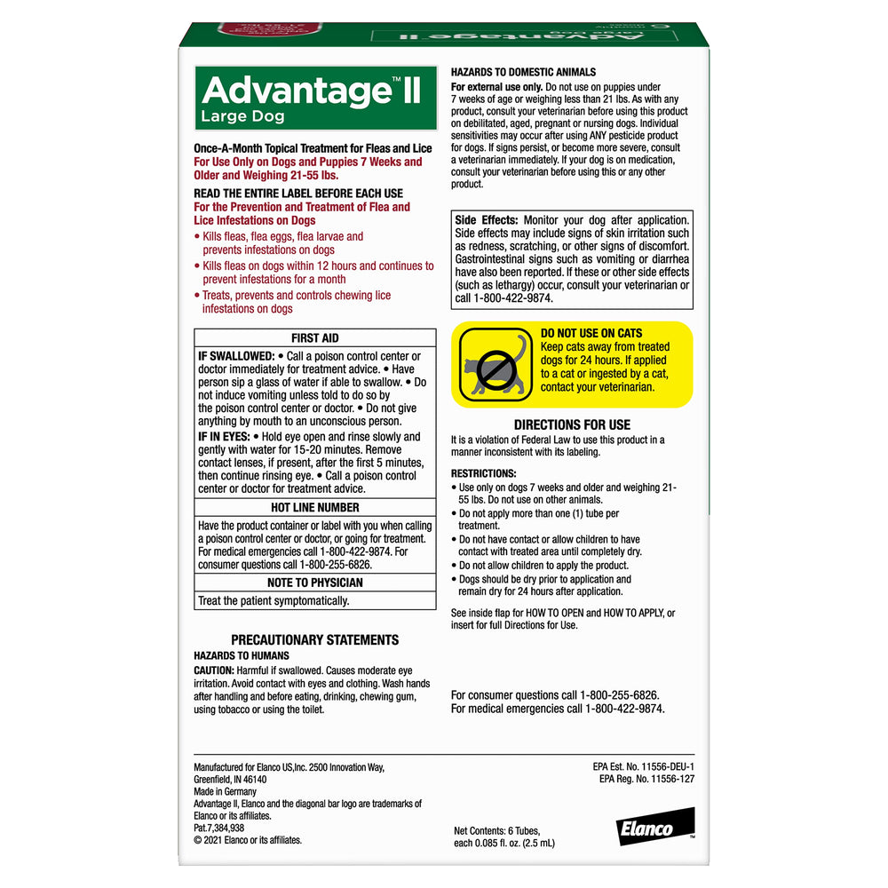 Aplicación tópica de Advantage II en la piel del perro, rápida y limpia.