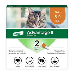 Advantage II Gato Pequeño: aplicación en nuca para protección rápida contra pulgas.