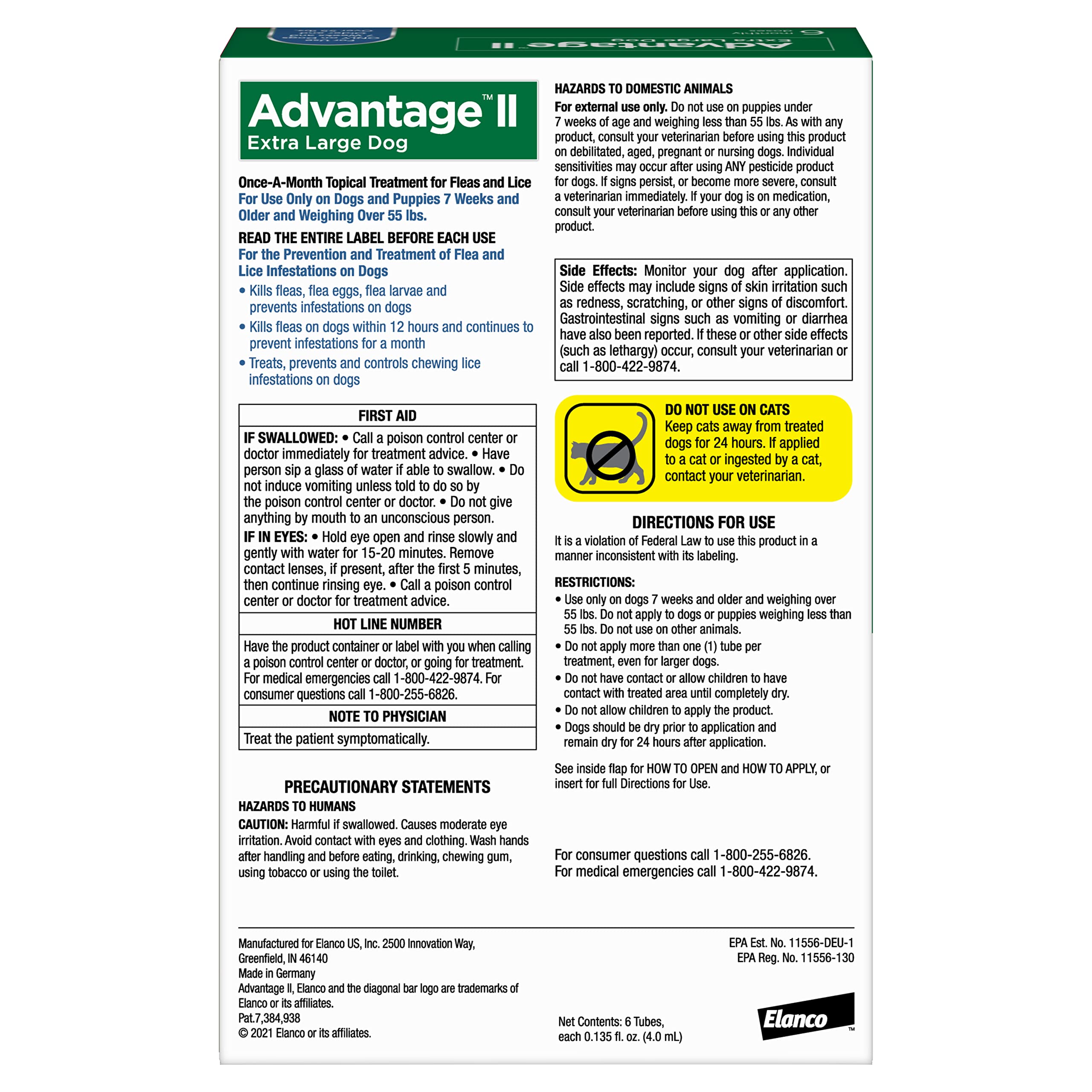 Advantage II XL: elimina pulgas en 12 horas para menor irritación.