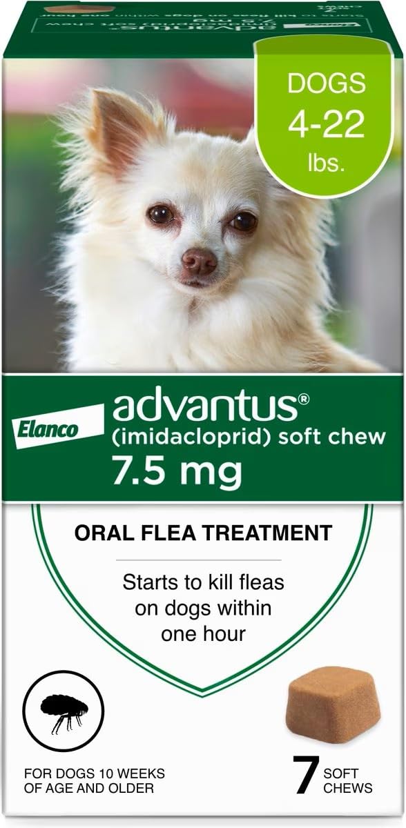 Advantus: masticables suaves para pulgas, acción rápida.