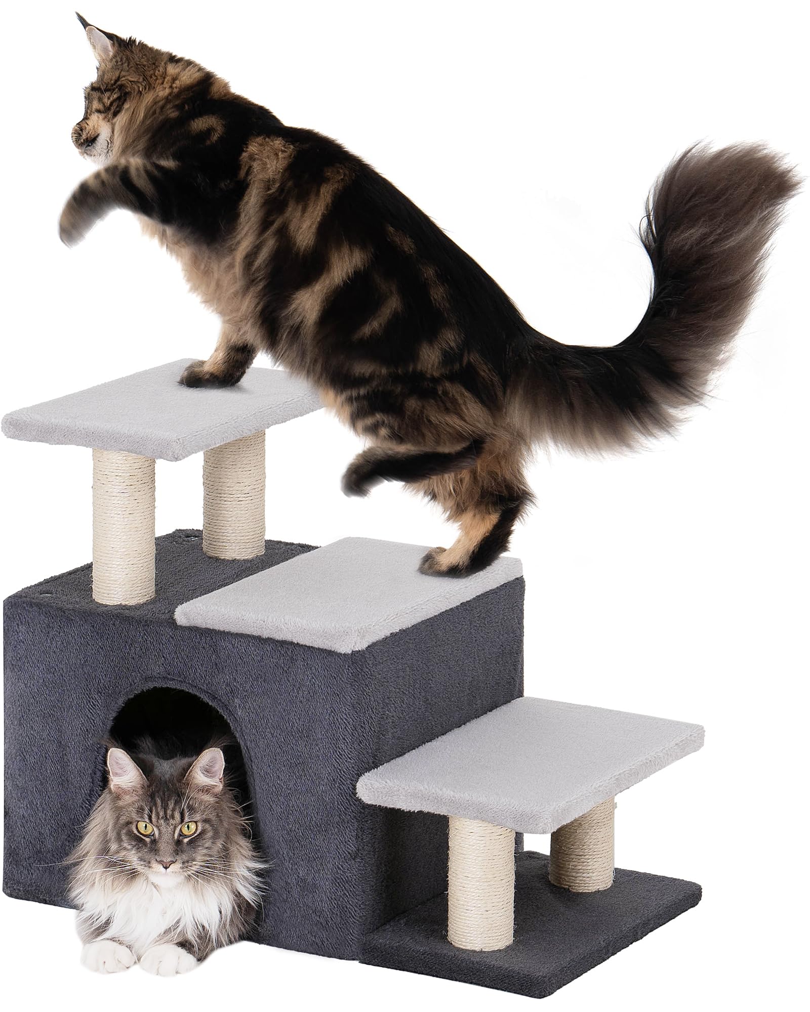 Aechonow escalera para gatos 3 en 1 con cueva ofrece acceso seguro a zonas elevadas.