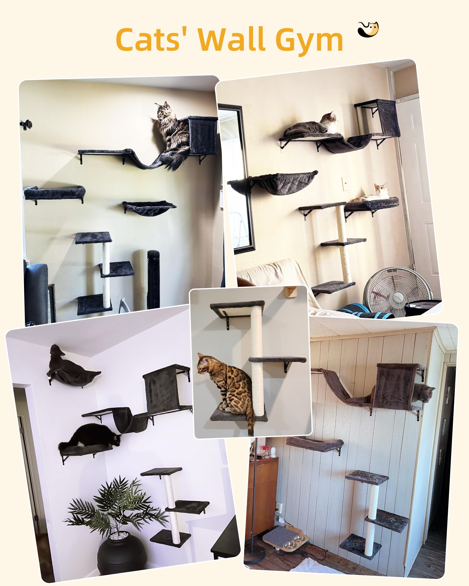 Aechonow hamaca-pared-gato-grande refugio cómodo para siestas elevadas