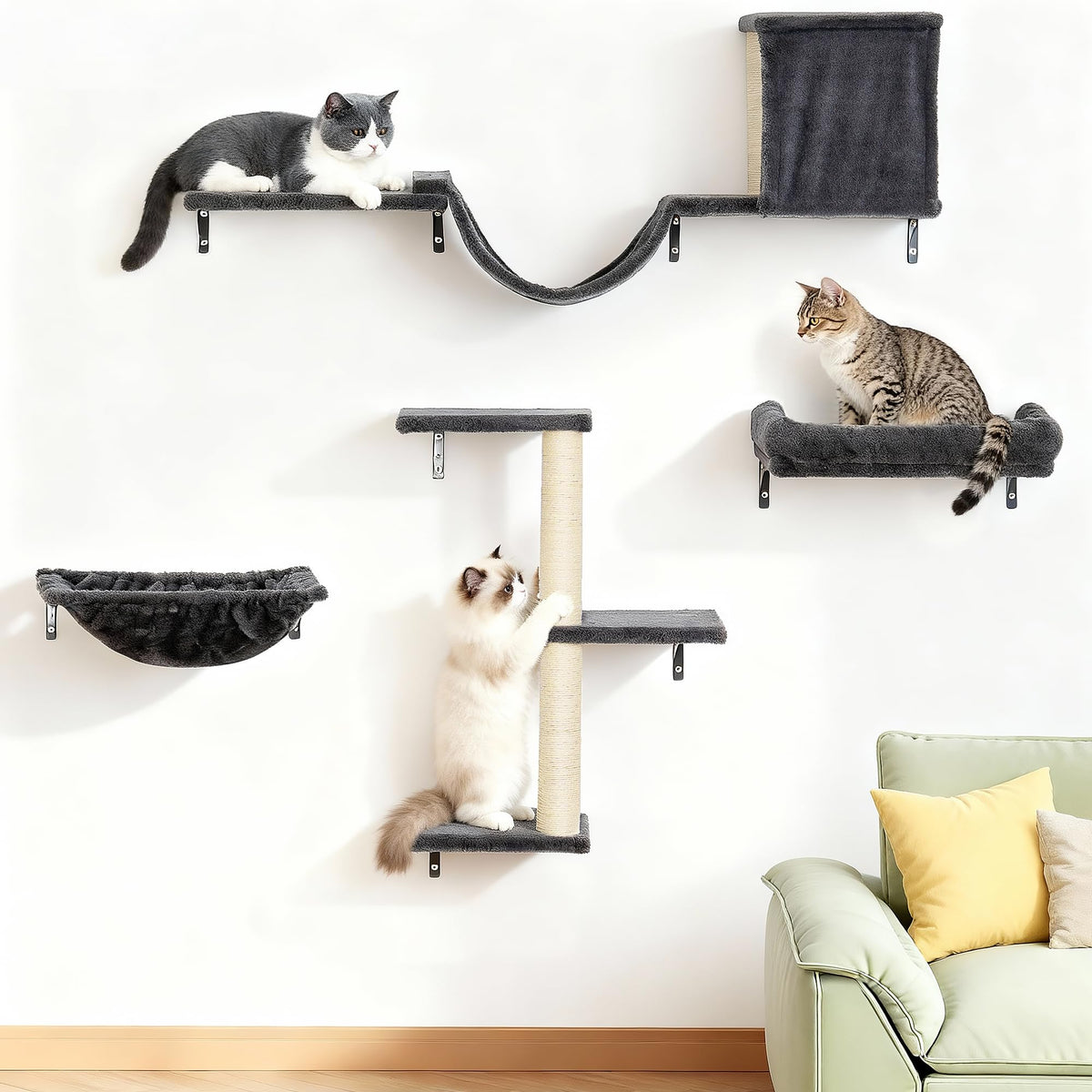 Aechonow estantería-pared-gato-grande plataforma amplia para observar la habitación