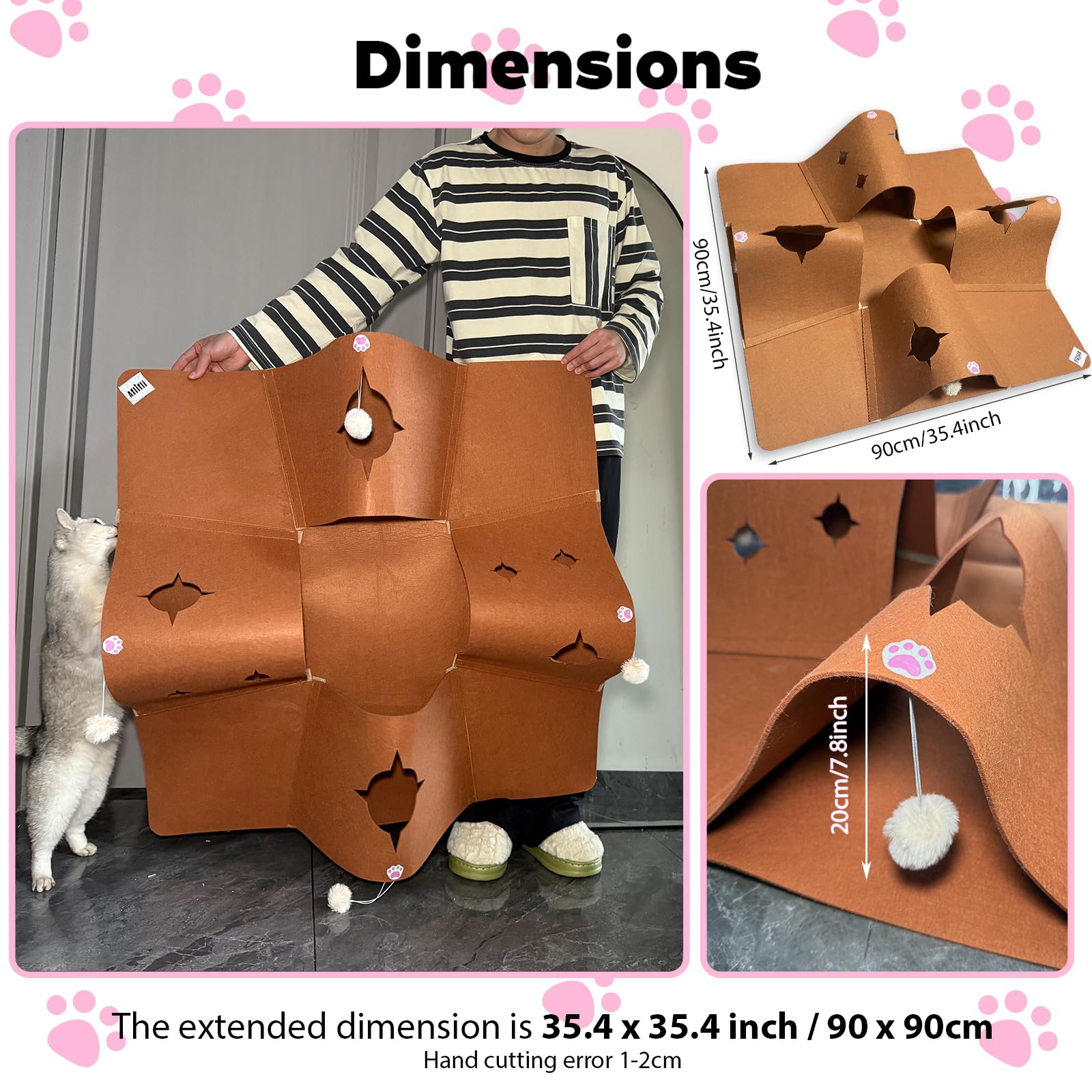 AFLIFLI tamaño 90x90 cm ofrece amplio espacio para varias mascotas.