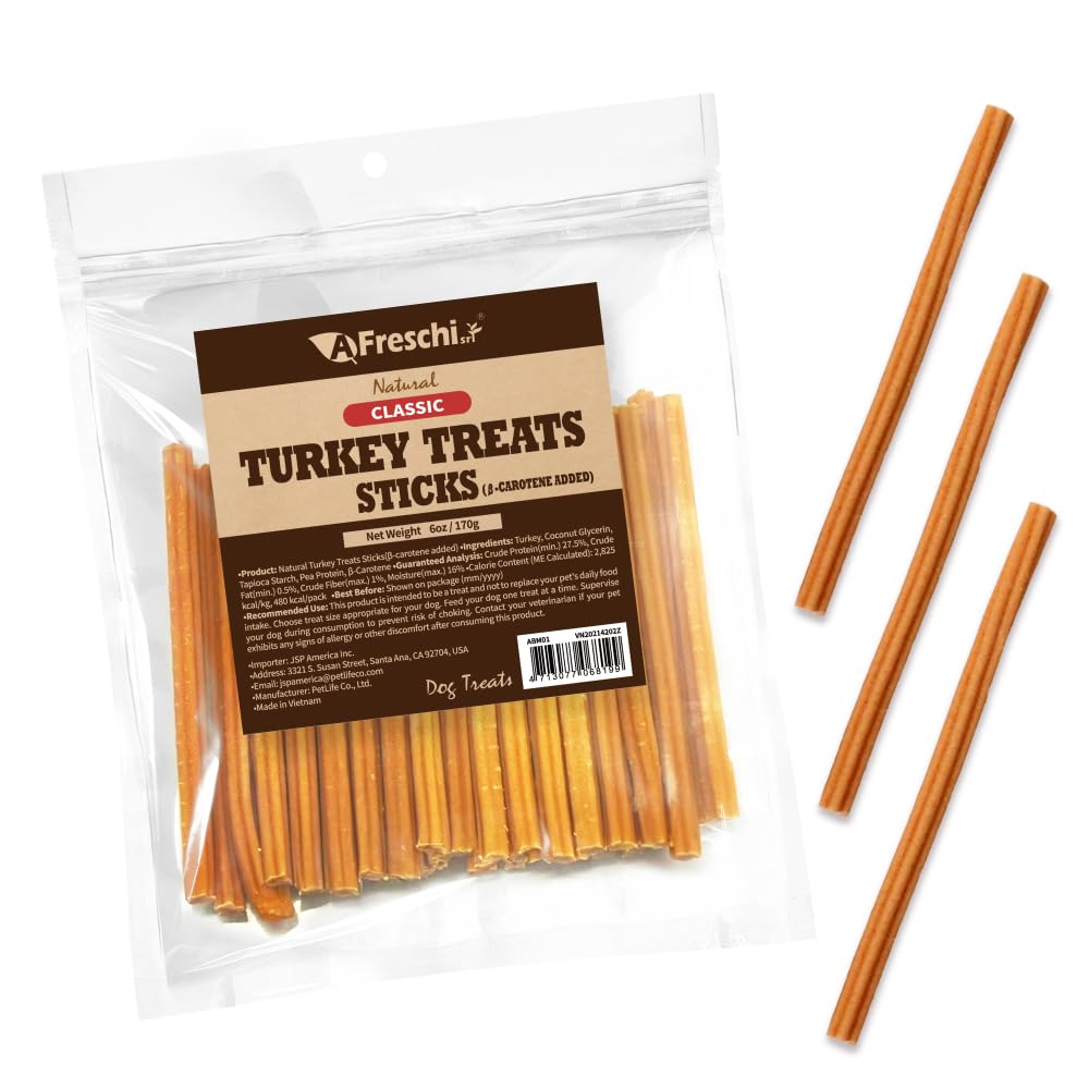 A Freschi srl golosinas-pavo-natural-usa-6oz, ideal para premiar durante el entrenamiento