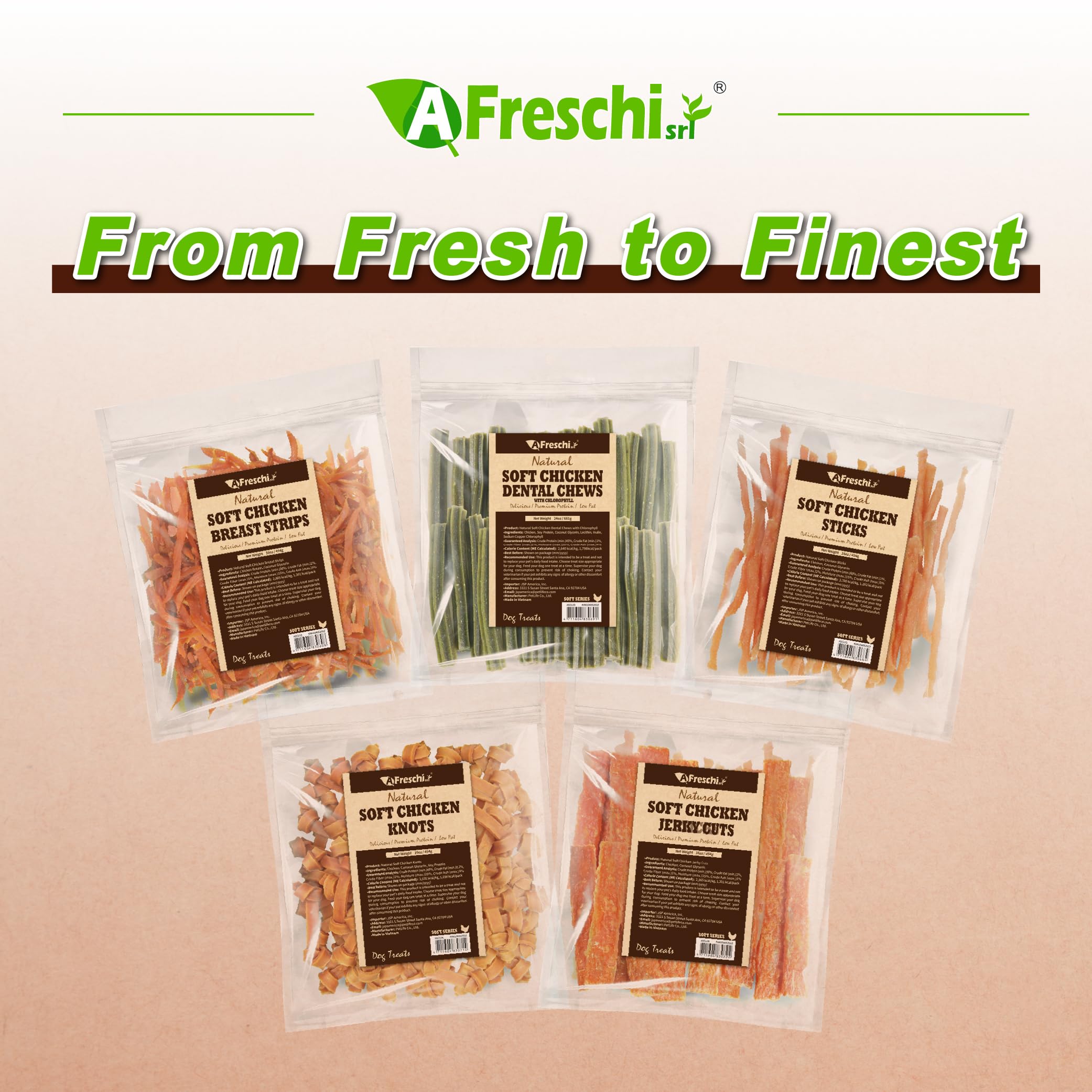 A Freschi srl Soft Chicken Dog Treats apto para todas las razas