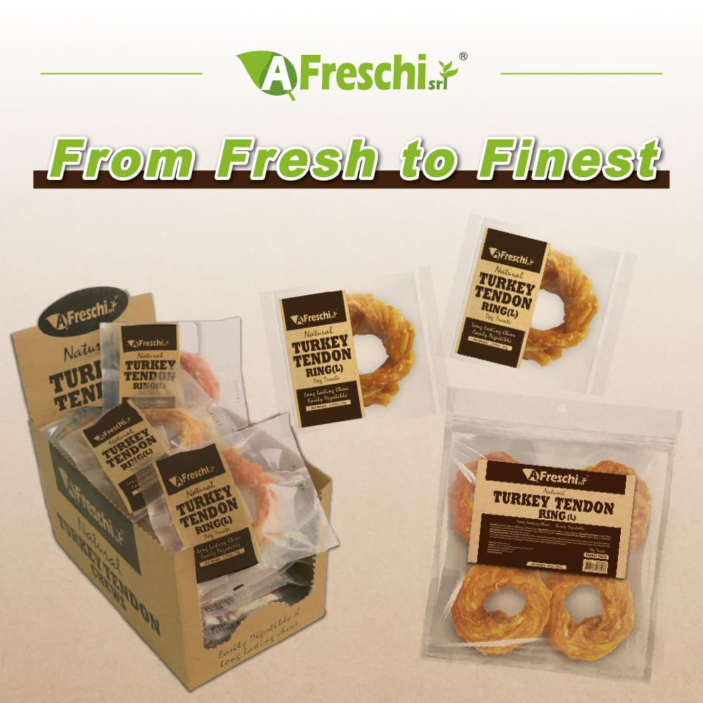 Snack premium sin aditivos, tendones de pavo A Freschi para razas grandes.
