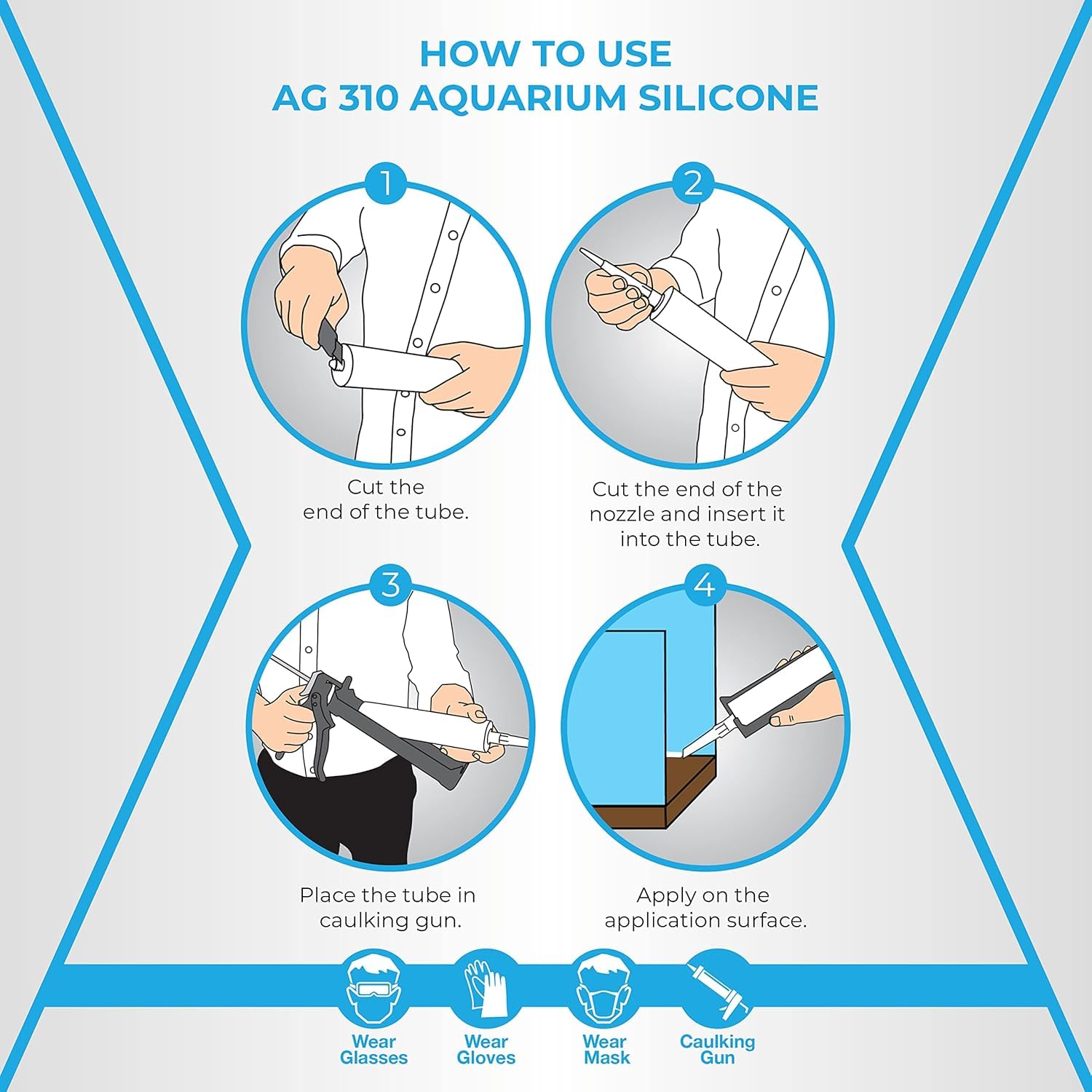ag adhesive guru aplicación de sellador silicona, facilita reparaciones rápidas en acuarios.