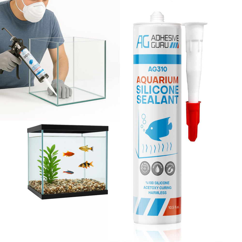 ag adhesive guru sellador silicona para pecera transparente, ideal para sellar juntas.