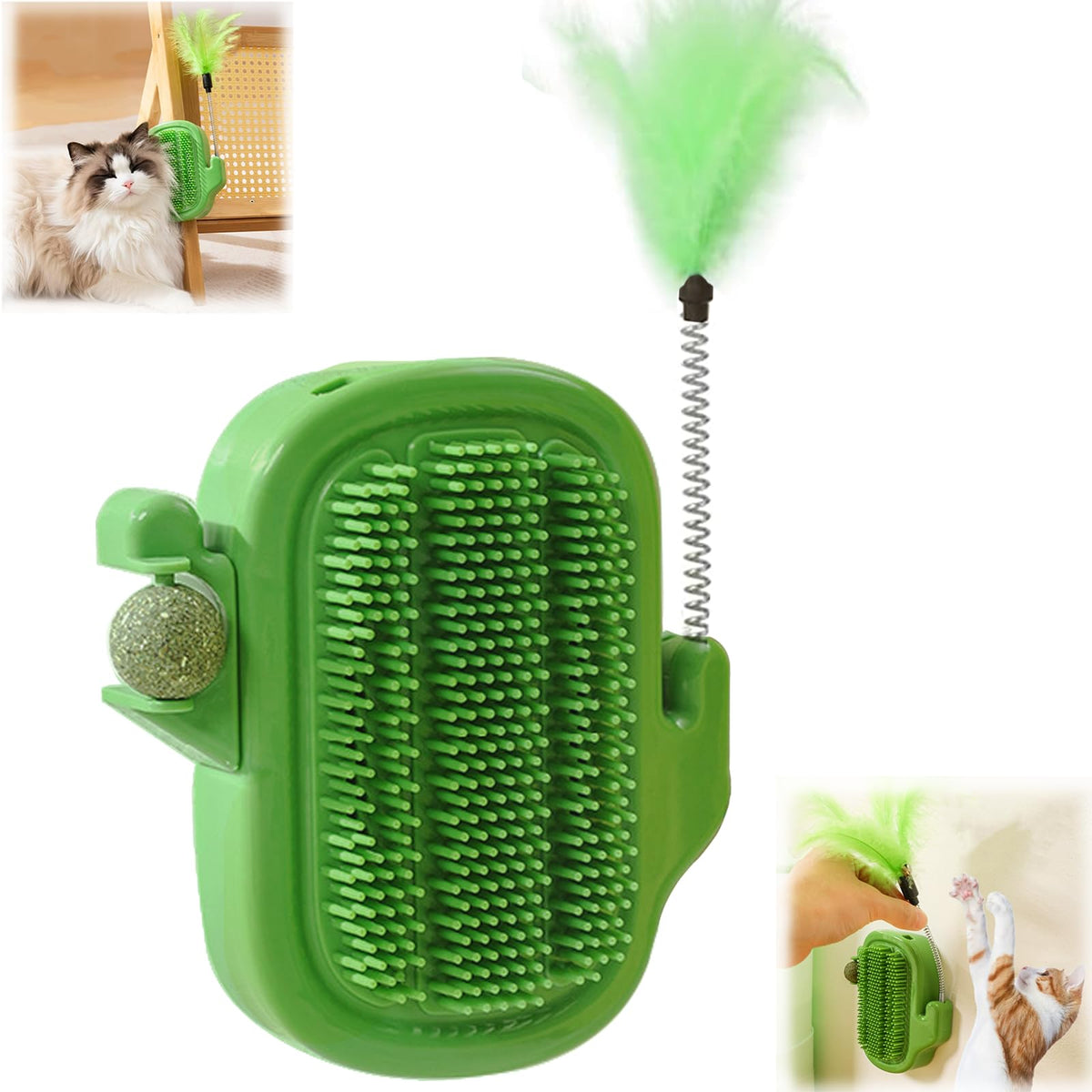 Agamino cepillo autolimpieza en pared estilo cactus para cepillar y reducir pelo