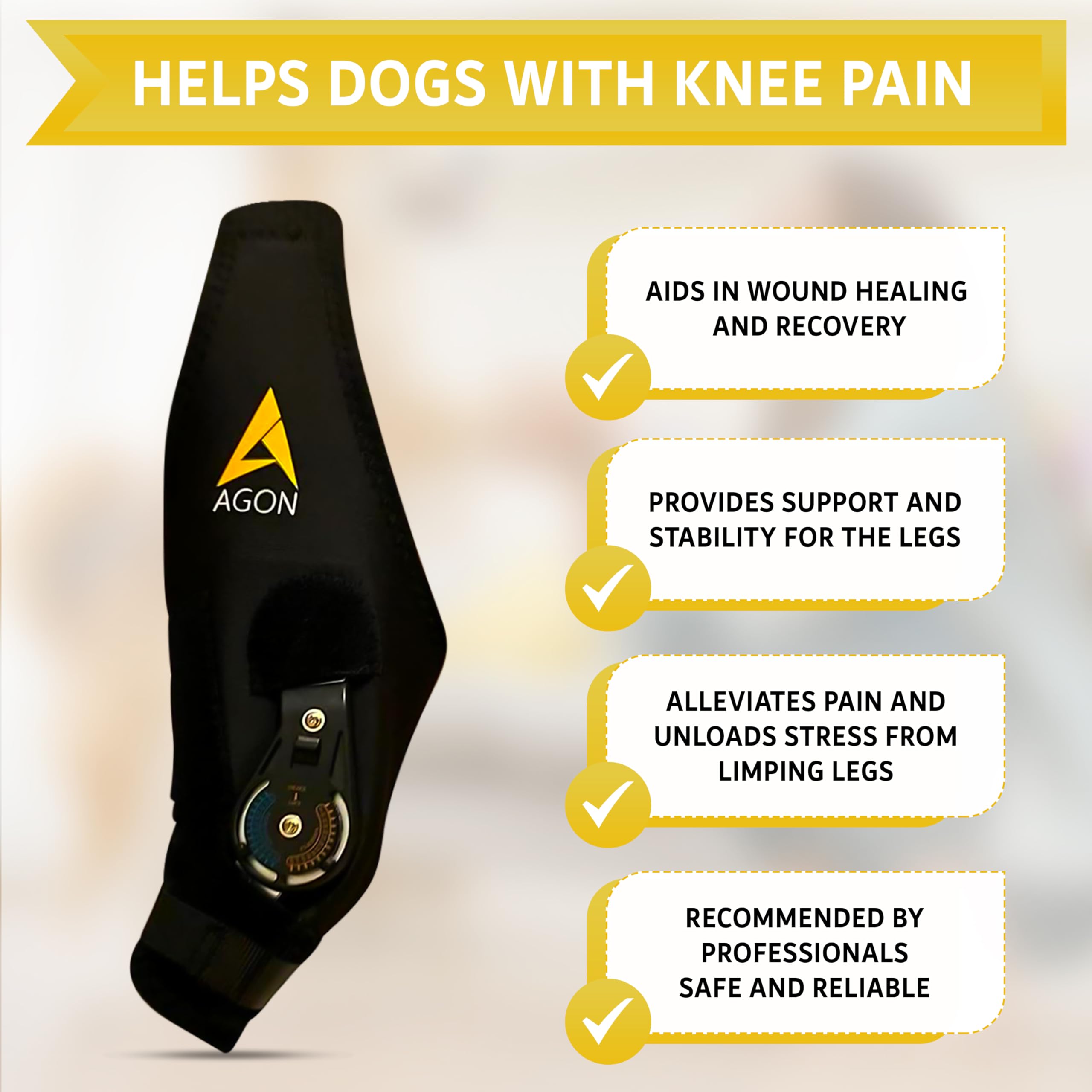 AGON diseño ergonómico de rodillera para perros reduce incomodidad