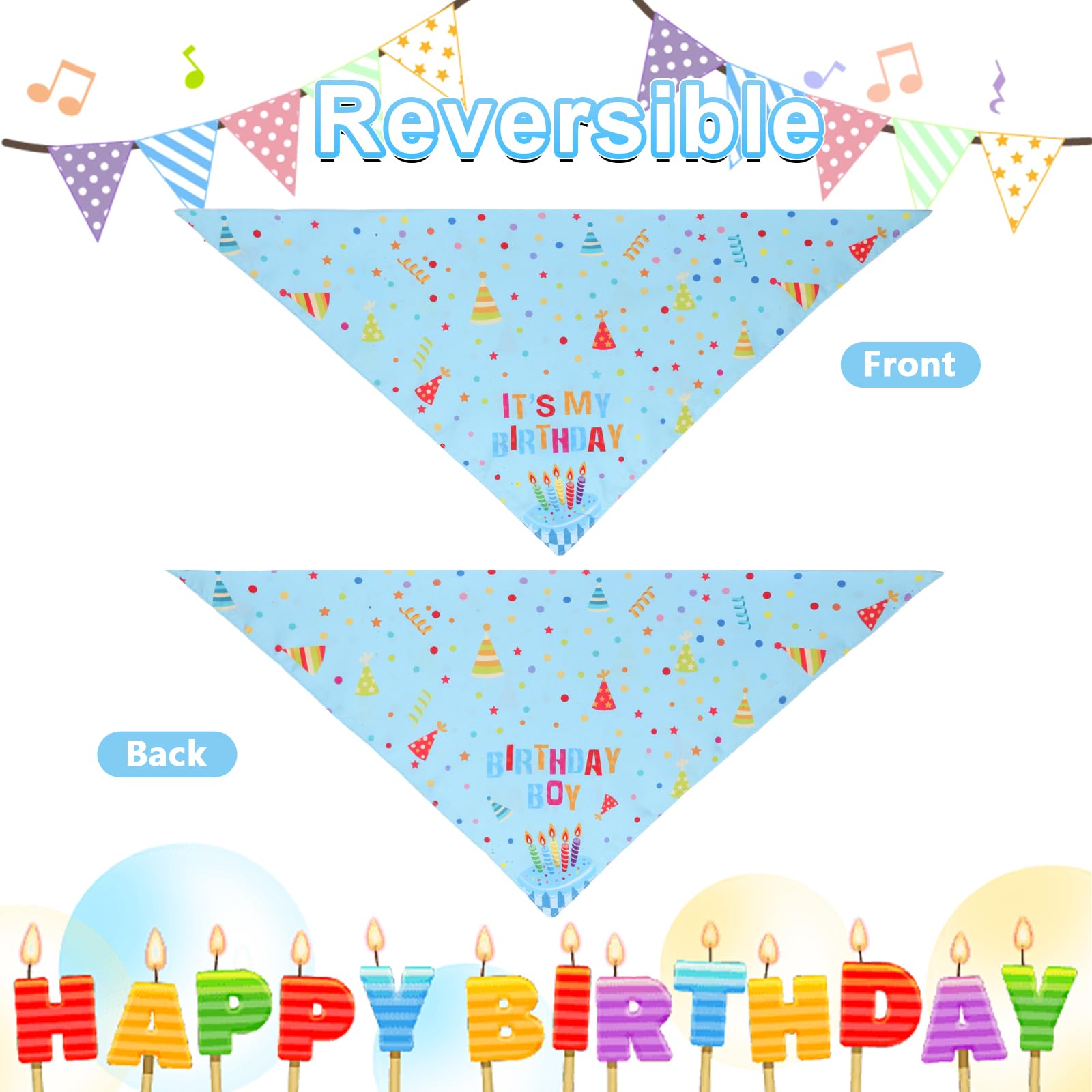 Bandana azul de cumpleaños Agroon, diseño duradero para eventos