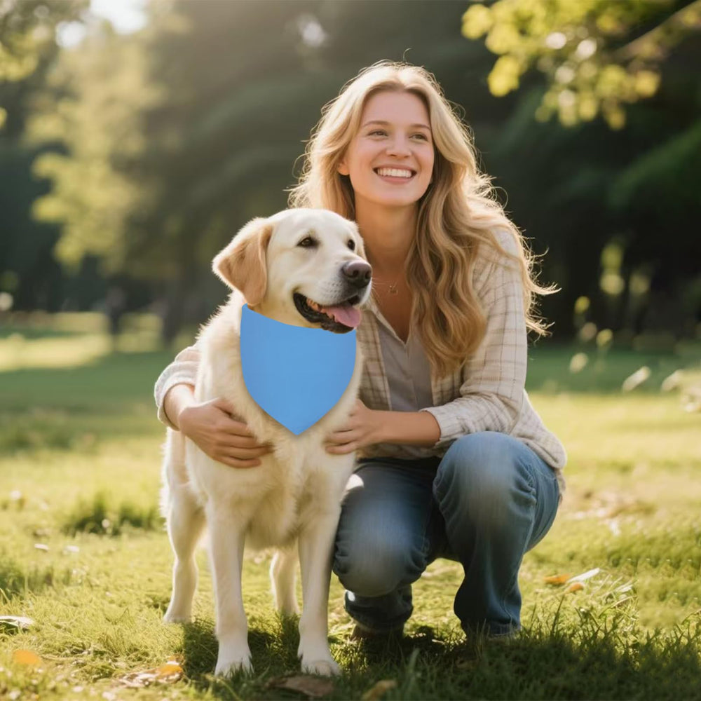 Bandana Agroon azul grande reversible, dos looks en un solo accesorio para mascotas.