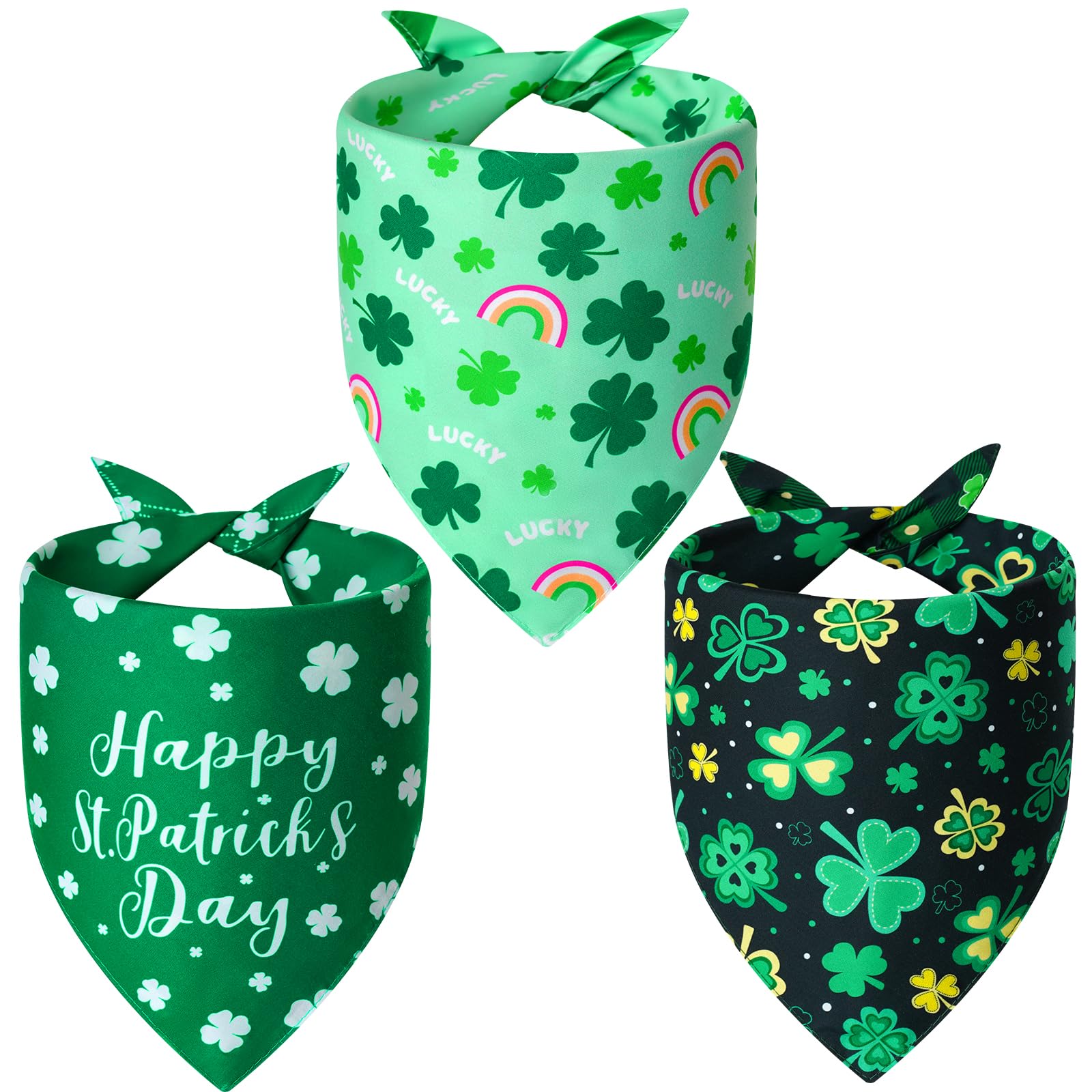 Bandana Agroon para perro, día de San Patricio, conjunto de tres piezas en verde