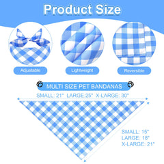 Bandana Agroon de perro con diseño a cuadros azules, perfecta para fotos.