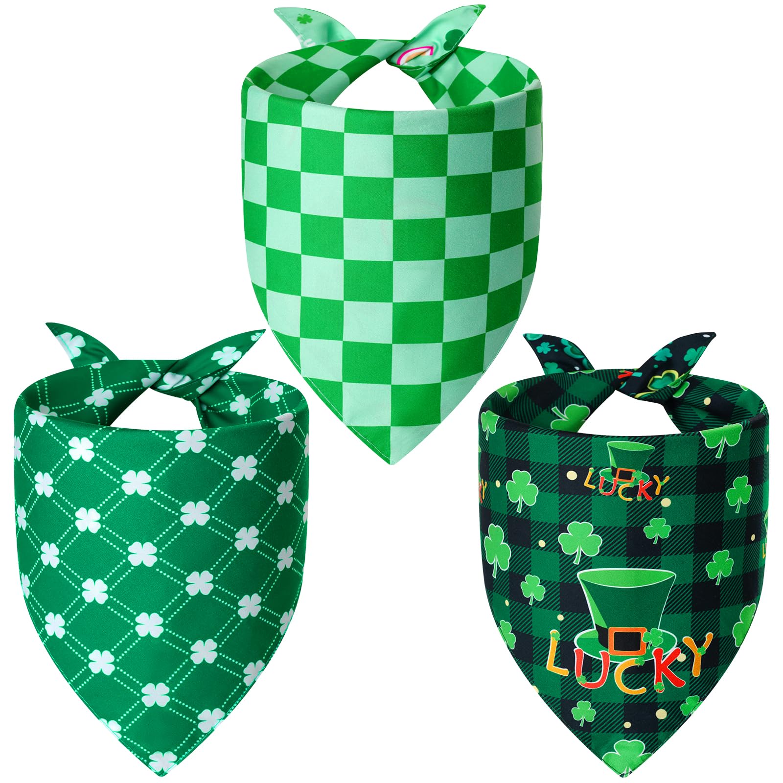 Bandana Agroon de doble cara, triángulo, verde; dos looks festivos para tu mascota