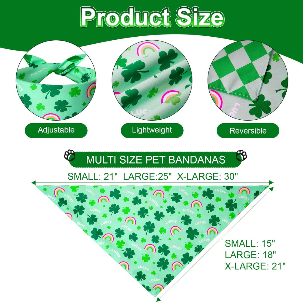 Bandana Agroon con estampado de trébol irlandés para mascota, estilo festivo