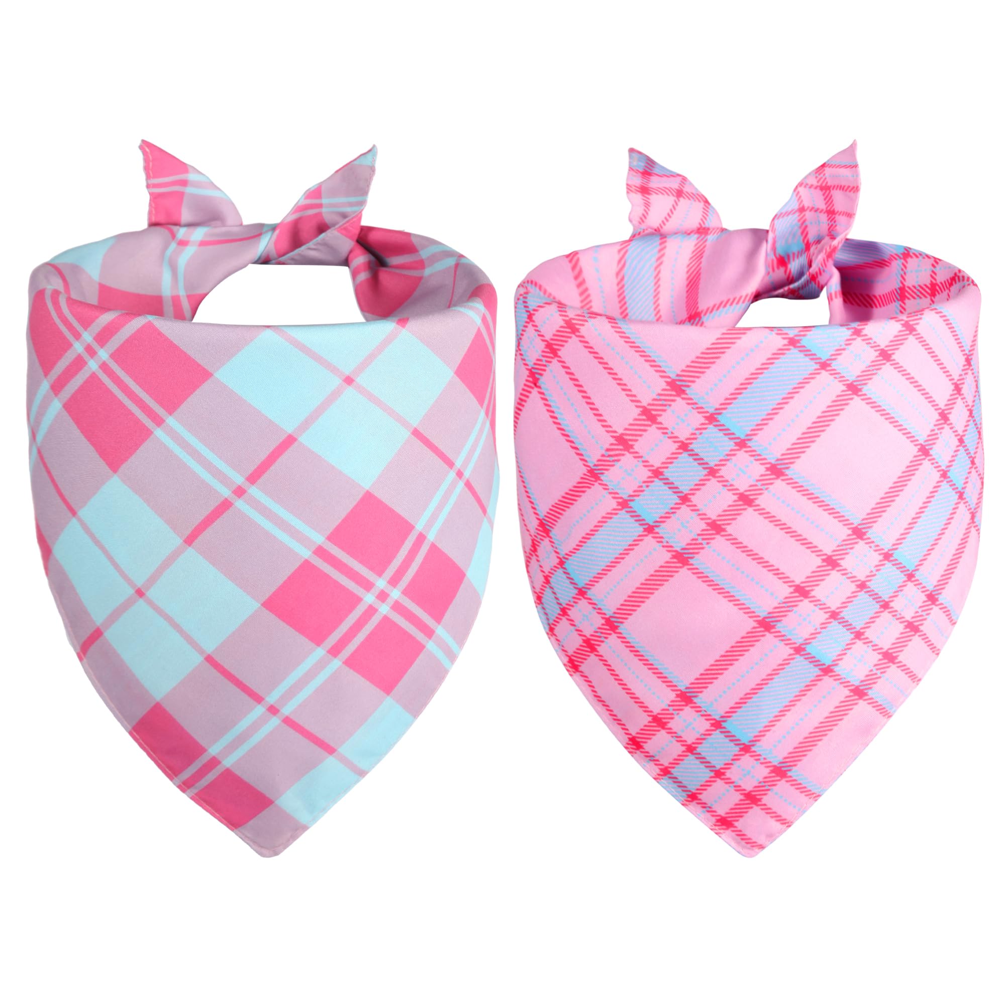 Agroon bandana para perros en rosa y azul con cuadros, ideal para lucir todo el año.