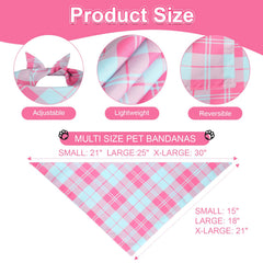 Bandana Agroon para perro rosa con cuadros rosas y azules, ajuste cómodo.